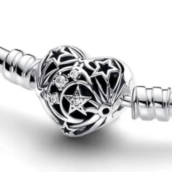 Pandora Celestial Heart Clasp Bangle Style #: 593400C01-19 Sterling Silver - Picture 3 of 5